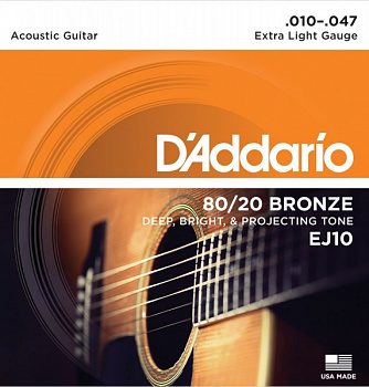 D'Addario EJ10 Extra Light 10-47 струны на акустику