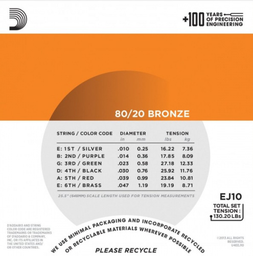 D'Addario EJ10 Extra Light 10-47 струны на акустику