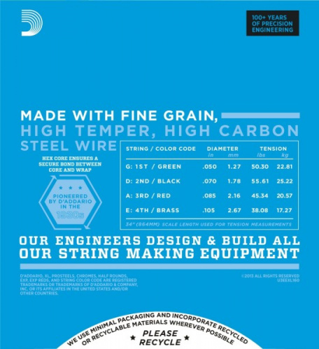 D'Addario EXL160 50-105 M струны на бас гитару