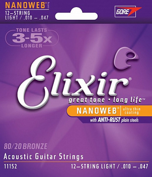 Elixir 11152 12-string 10-47 Light струны на 12-ую акустику